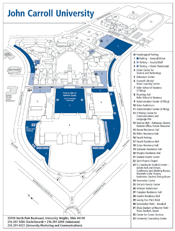 John Carroll University Campus Map_ Map Of Us Topographic