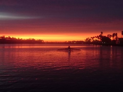 Sunset Rowing in Marine Stadium