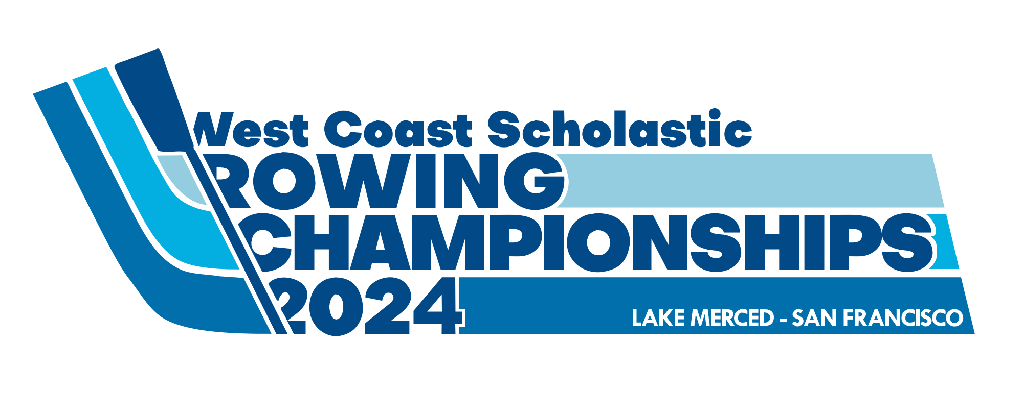 west coast scholastic 2024 logo, horizontal lines with oar